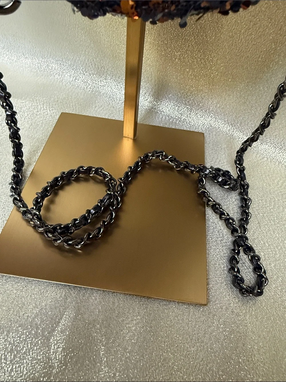 Chanel Paris-Hamburg Round Evening with Bronze and Navy Sequin Gunmetal Chain